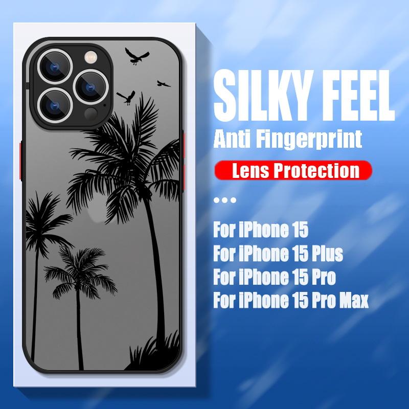 Coconut Tree Case For iPhone 17 15 14 Pro Max Coque iPhone 11 12 13 16 Pro Max Air Luxury Hybrid TPU+PC Hard Back Cover Fundas