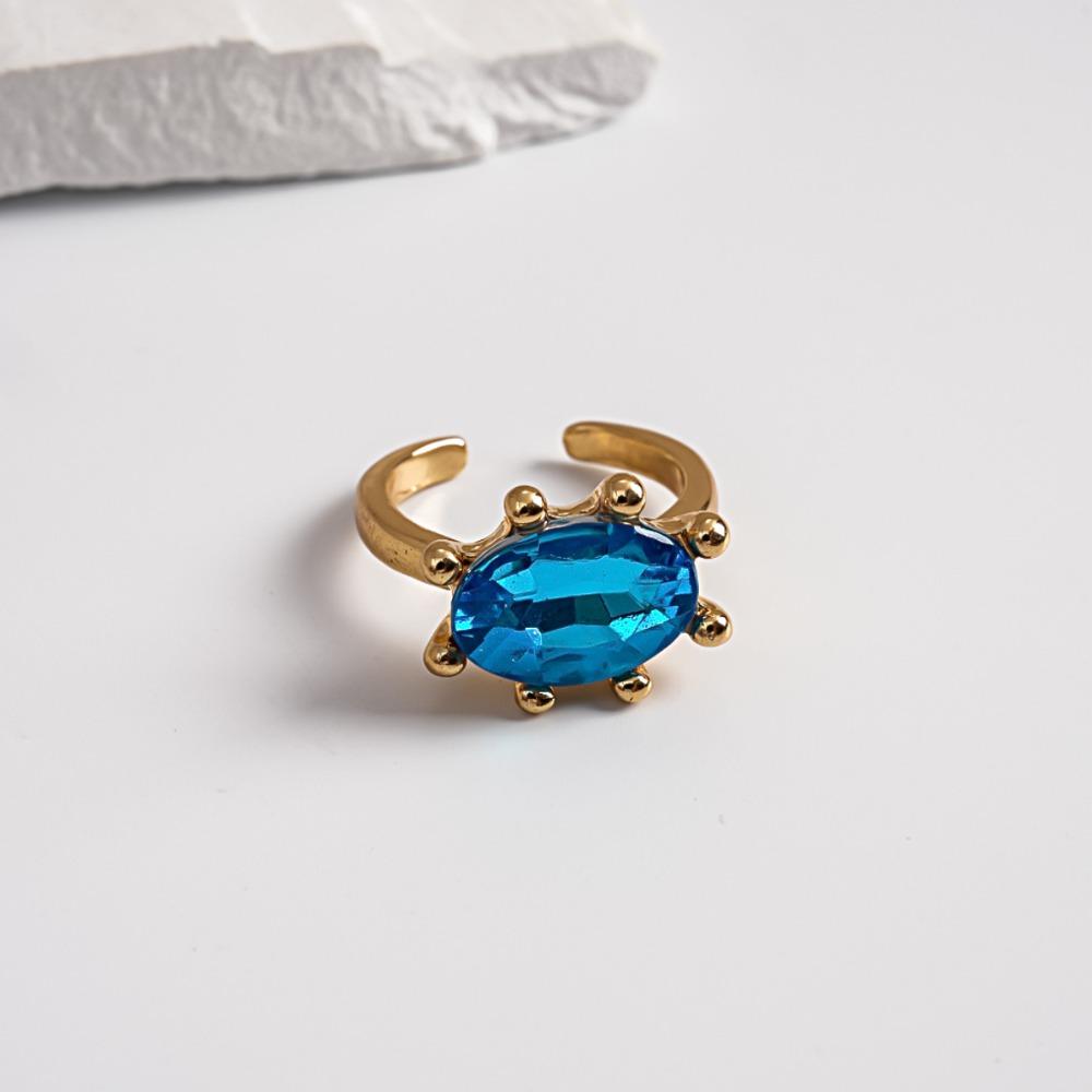 Adjustable Rhinestone Open Ring Colorful Knuckle Ring Trendy Y2K Stackable Ring Women Girls