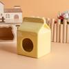 Summer Ceramic Hamster Hideout, Milk Carton Shaped Small Animals House, Gerbil Mice Guinea Pig Dwarf Hamster Habitat Cave