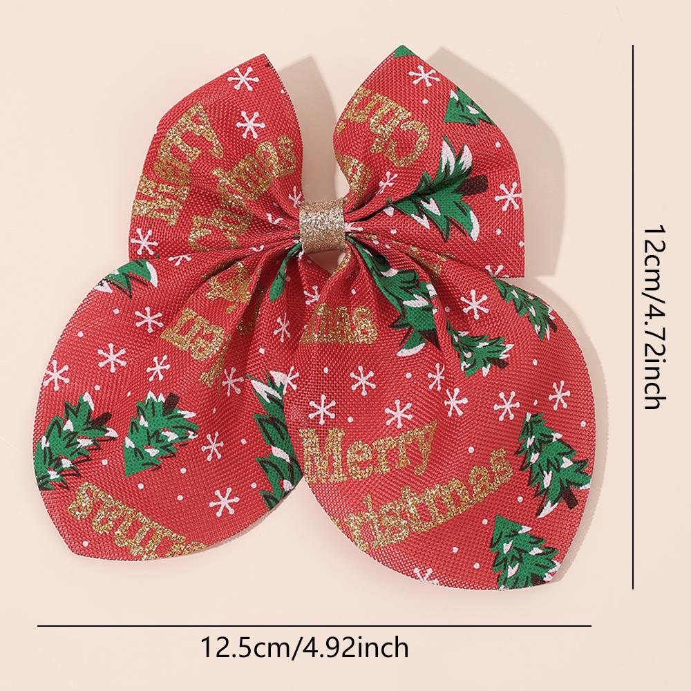 2Pcs “Merry Christmas” Bow Hair Clips Cute Christmas Tree Print Hairpins For Girls Children New Year Headwear Hair Accessories