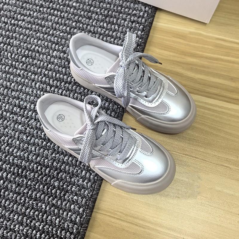 

2 женские туфли летние дышащие низкие на плоской подошве цвета слоновой кости белые кеды универсальная цветовая гамма цвет слоновой кости 40 серебряный