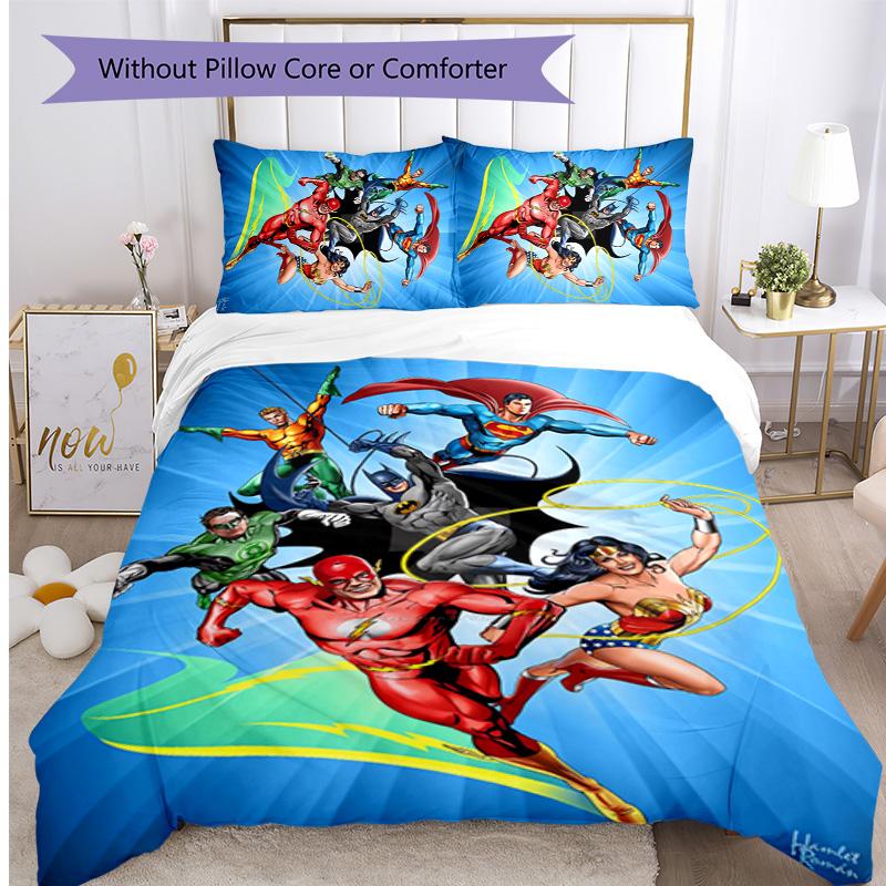 Superman Pattern Printed 3PCS Bedding Set, Soft Skin-Friendly Washable Duvet Cover & Pillowcases Set