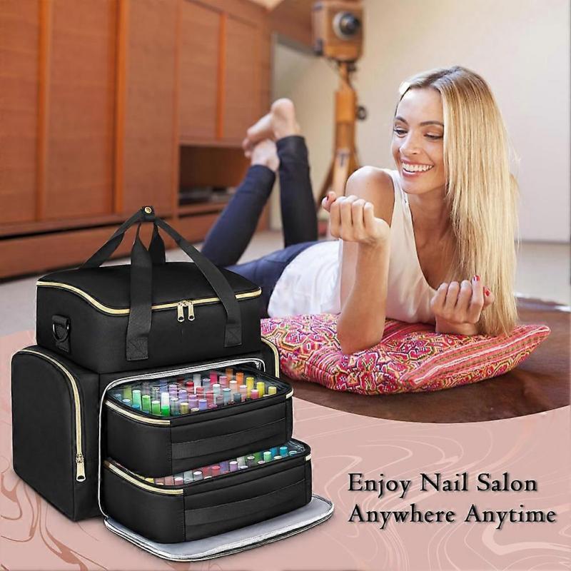 Nagellack-Organizer-Koffer Rucksack für 96 bis 100+ Flaschen(15ml/0,5 fl. oz.) UV-Nagellampe, Nagel-Organizer und Aufbewahrung