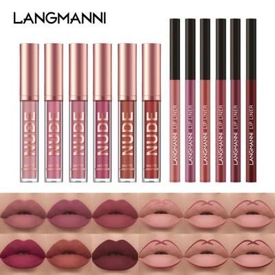 Luxuriöses 6+6 Lipgloss- und Lipliner-Make-up-Set – eine 12-teilige, exquisite Kollektion wasserfester Lipglosse
