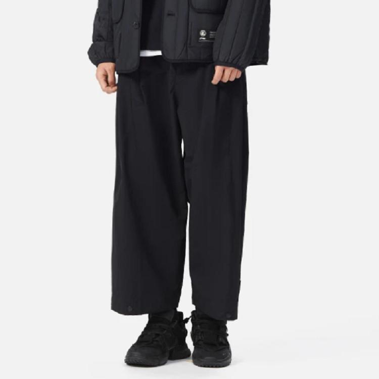 Li-Ning X Jackie Chan Kung Fu Series Solid Color Annual Ring Pattern Loose Cropped Casual Pants Unisex Bottoms Black AKQS003-4