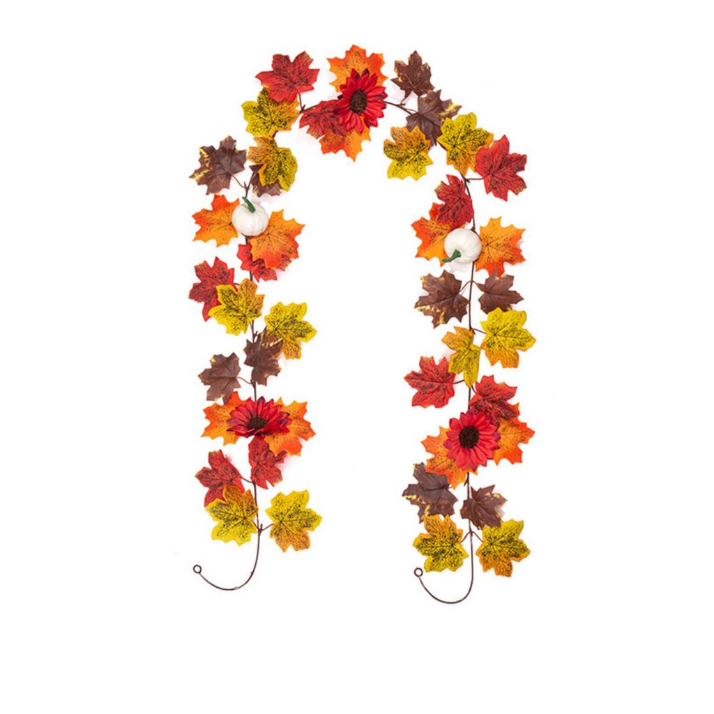 Artificial Maple Leaf Garland 175cm Realistic Decorative Vine for Halloween Autumn Party Home Indoor Outdoor Display