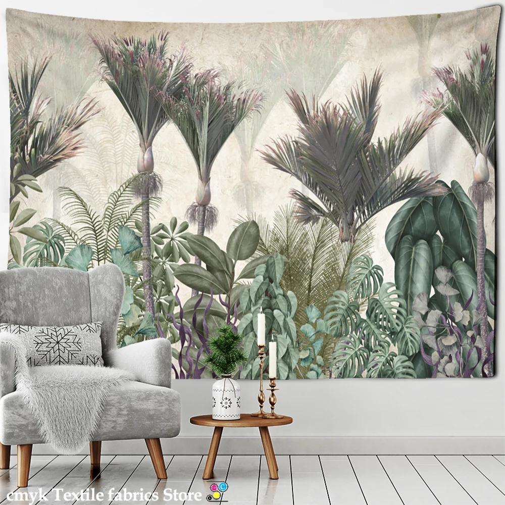 Vintage Banana Tree Tapestry Wall Haning Psychedelic Hippie Oil Painting Tapiz Tropical Plants Background Cloth Boho Decor