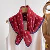 Orange Cashew Flower Cotton and Linen Hair Scarf  Small Square Scarf  Women's Thin Scarf  Linen Headscarf  Versatile Shirt