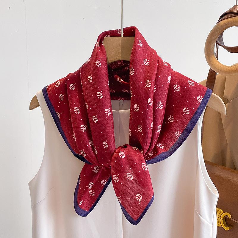 Orange Cashew Flower Cotton and Linen Hair Scarf  Small Square Scarf  Women's Thin Scarf  Linen Headscarf  Versatile Shirt