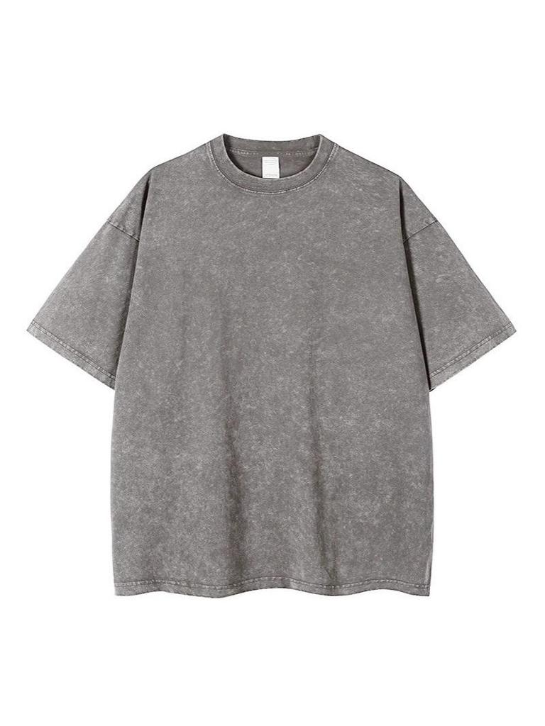 European & American 230g Distressed Loose T-Shirt, Drop Shoulder, High Street Trend, Short Sleeve.