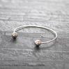 Authentic 925 Sterling Simple Ball End Cuff Tip Bangle Bracelet for Men and Slim with Designer One Size Fits Silver, Women, Fit, Drawstring, Casual,