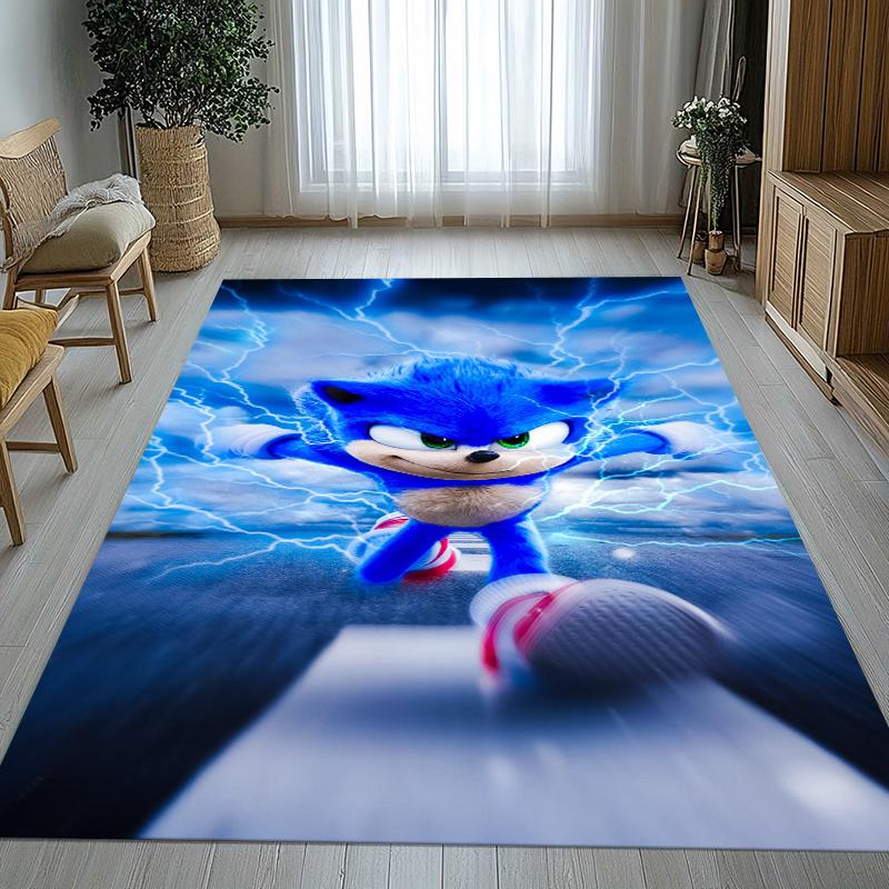 Retro S-Sonic Cartoon Games Living Room Non-Slip Area Rug Soft Carpet for Bedroom Kids Playroom Sofa,Home Decor Doormat Gift
