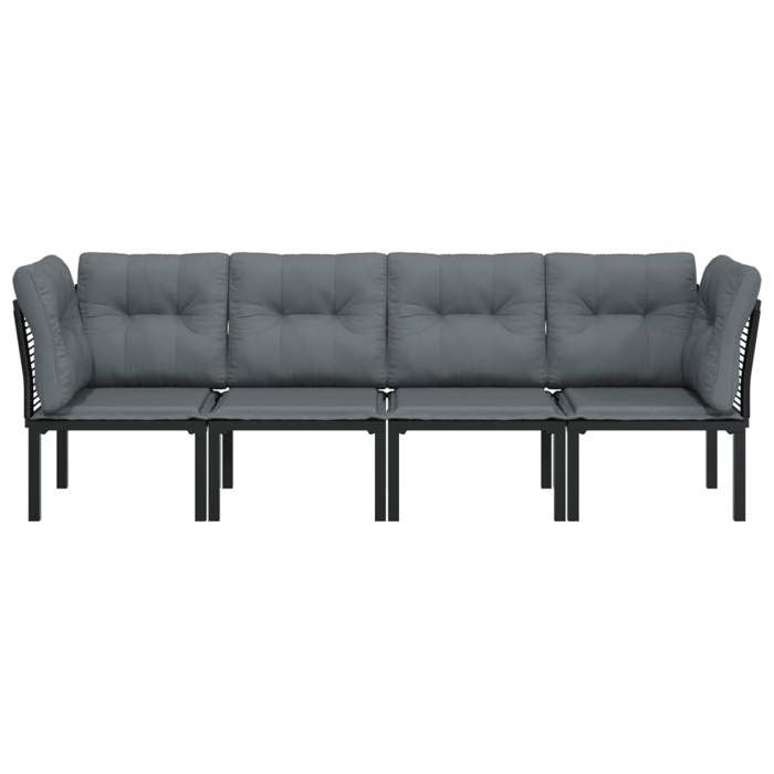 VidaXL Salon de Jardin 4 pcs, Chaises avec Dossier, Ensemble de Meubles, Mobilier de Patio Terrasse Extérieur, Noir et Gris 362802