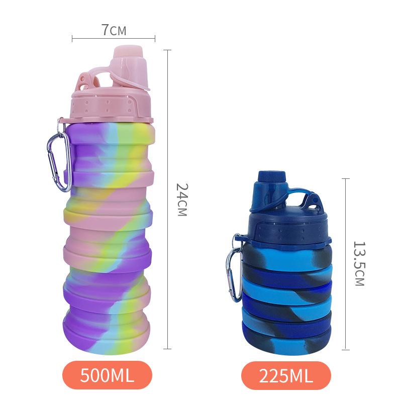Food Grade Silicone Camouflage Sports Water Cup Creative Travel Folding Silicone Water Bottle Outdoor Portable Retractable Water Bottle