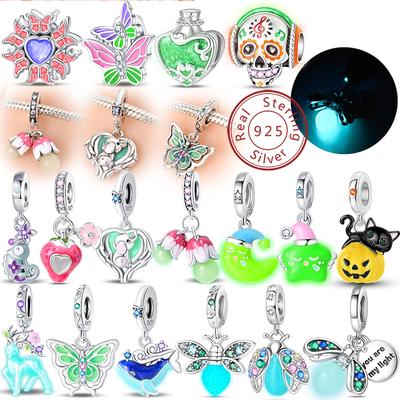 New Copper Moon Bear Astronaut Colorful Luminous Series Charms Beads Fit Pan Original Bracelets Diy Fine Jewelry