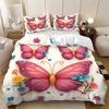 3pcs Fresh Style Bedding Set Butterfly Wing Printed Cozy Soft Duvet Cover King Queen Twin Size Birthday Gift Adult Bedroom Decor