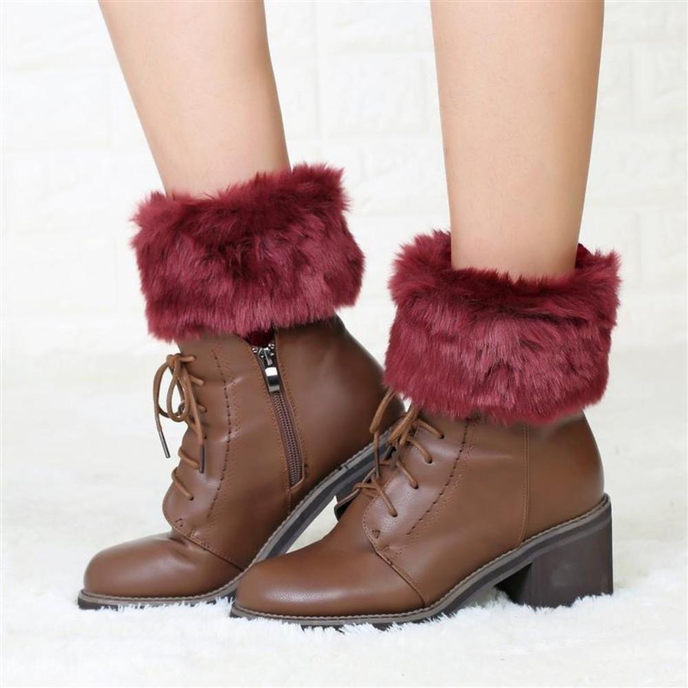 Solid Color Faux Fur Leg Warmers Thick Warm Foot Sleeve Fuzzy Foot Covers  Cosplay Accessory