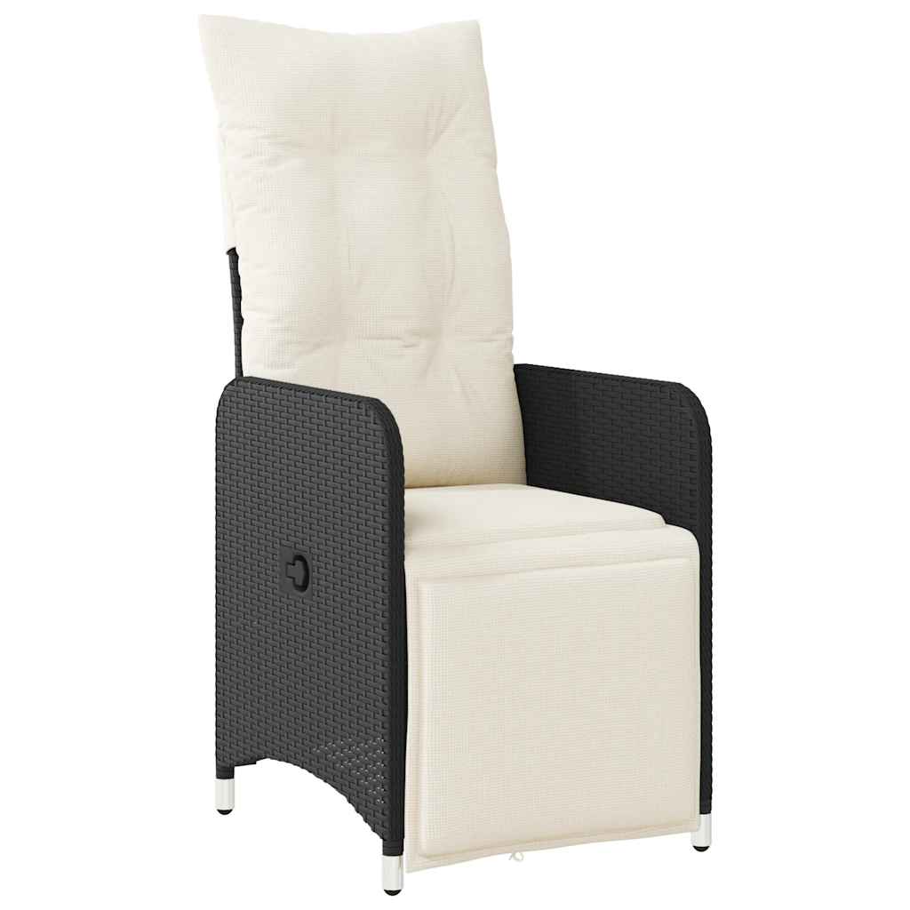Vidaxl 7-Cz. Bistro Furniture Set with Cushions, Black, Poly Rattan