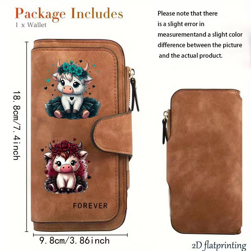 Scottish Highland Cow Women's Long Wallet, a Multifunctional Wallet with a Portable Snap Closure Coin Purse, Is an Ideal Choice for Birthday Gifts