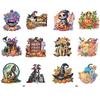 6Pcs Halloween DIY Diamond Art Refrigerator Magnet 6Pcs Halloween Print DIY Diamond Painting Fridge Magnets for Art Crafts Gift