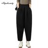 Large Size Autumn Spring Women Black Basic Pants High Waist Simple Casual Loose Harem Trousers Elegant Ladies' All-Match Pants