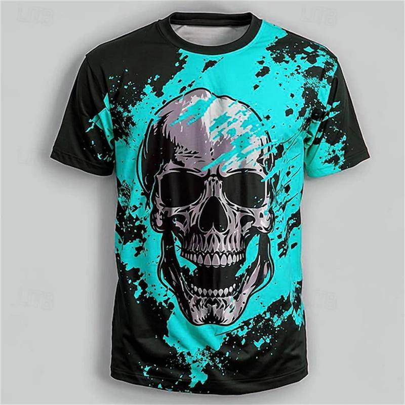 Y2k Men's T Shirt Fashion Casual Vintage Skull 3D Print Summer O Neck Top Men Hip Hop Dragon Pattern Oversize Men Street T-shirt