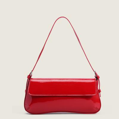 Red Baguette Underarm Bag 2025 Spring Summer New Fashion Simple Commuter Flap Retro Red Versatile Shoulder Bag