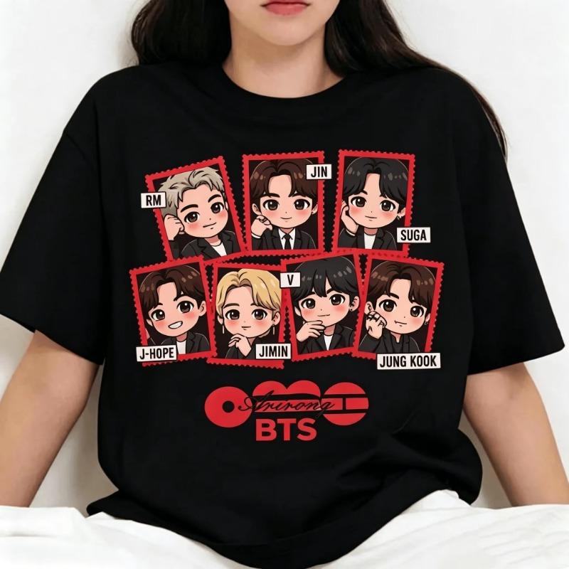 New Summer BTS Arirang World Tour Graphic Unisex Shirt Children Size Hot Kpop Men's Women's Fashion Tshirt Family Matching