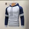 Yousheng Men Fall Winter Hoodie Colorblock Drawstring Long Sleeves Big Pocket Hooded Elastic Cuff And Hem Thin Slim Fit Daily Wear Casual Sport Top