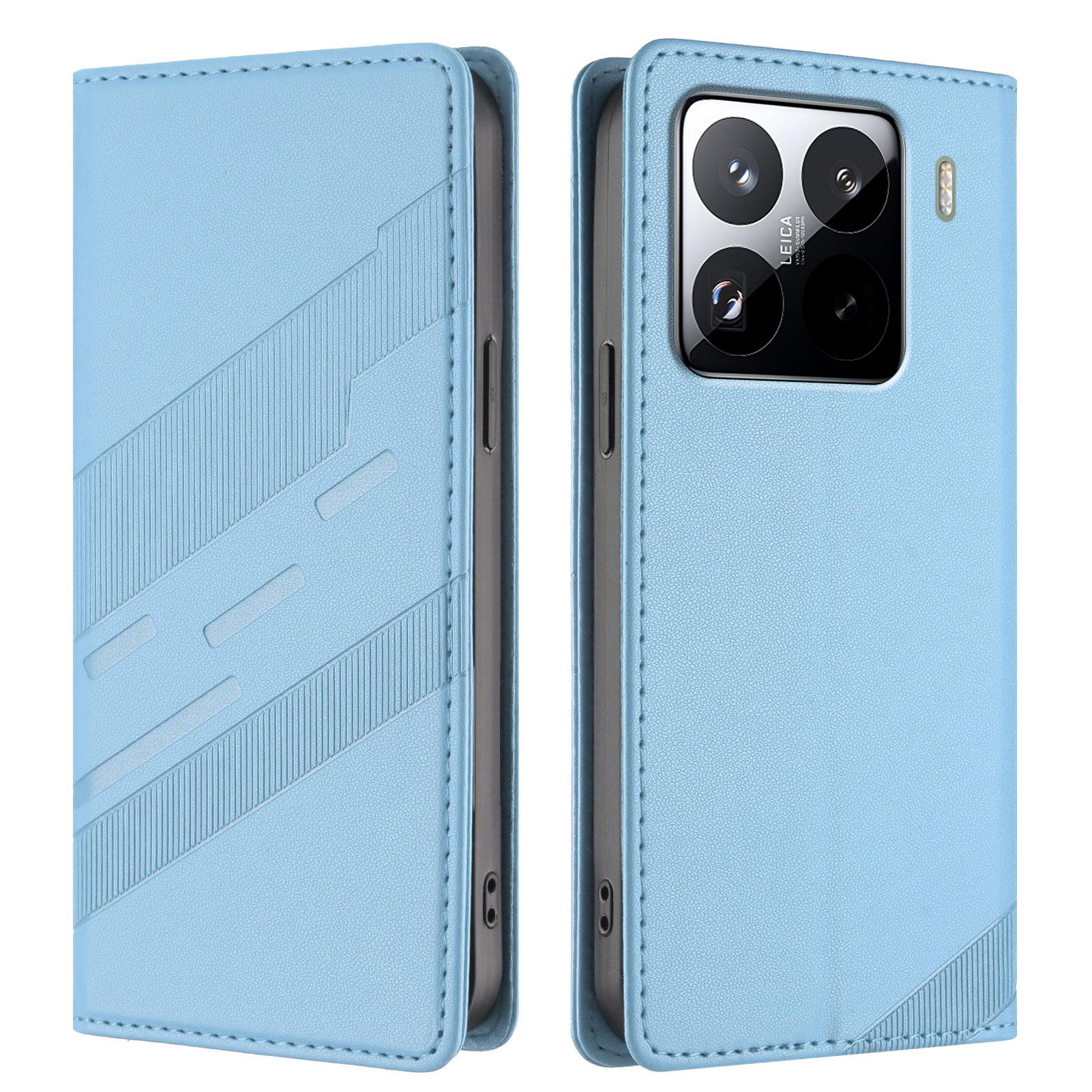 

For Xiaomi 15 Pro Phone Cases Punk Style Imprinted Wallet Stand Leather Cover Baby Blue