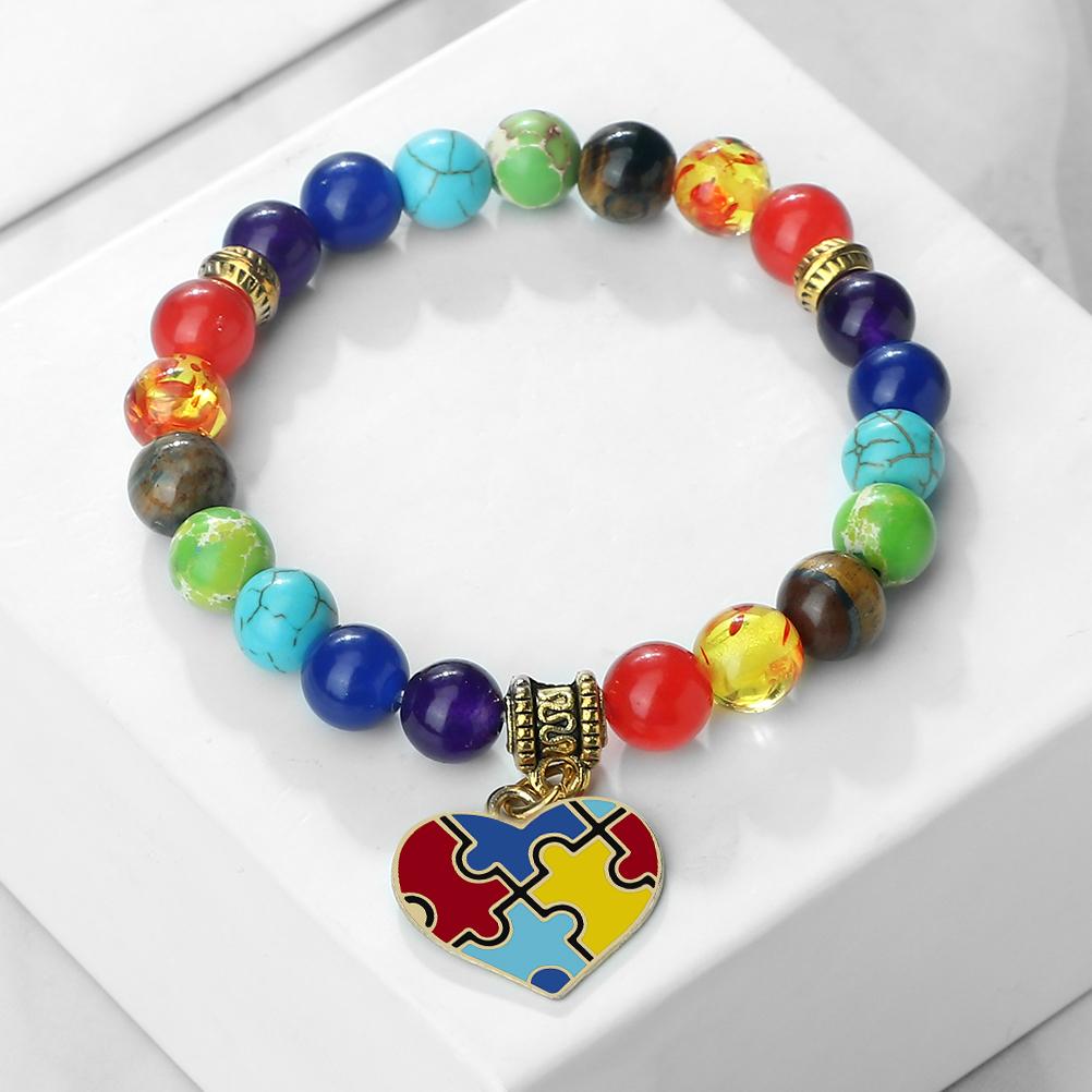 

Heart Pendant Charm Bracelets for Men Women 7 Chakra Reiki Healing Beads Bracelets Couples Handmade Valentine s Day Gift CHINA