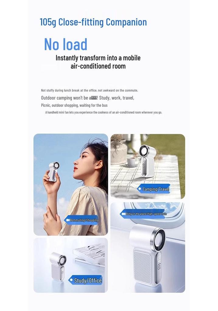 X688 Turbo Mini Handheld Fan - USB Rechargeable, Long-Lasting Battery, Powerful & Portable for Outdoor Use.