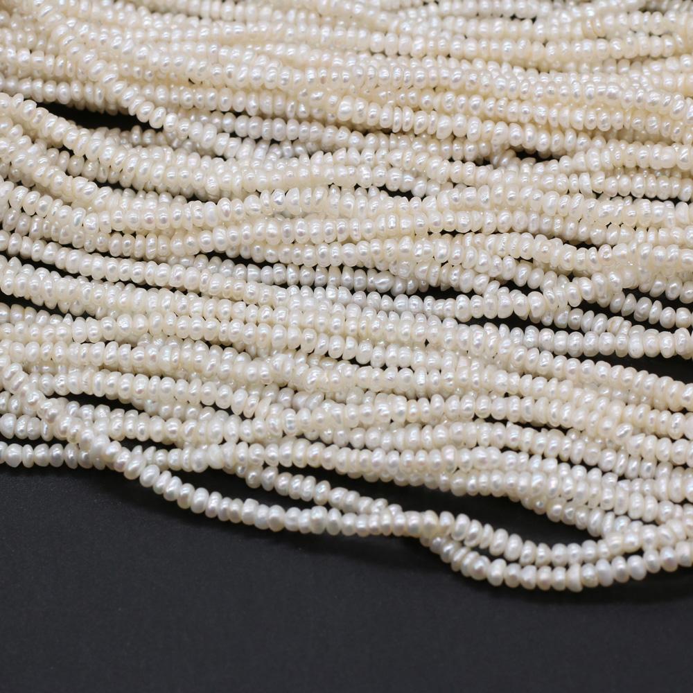 1String, Potato Shape Pearls, 3-3.5mm, White Natural Freshwater Pearl Beads for Jewelry Making DIY Supplies, Women's Craft Gifts 36cm