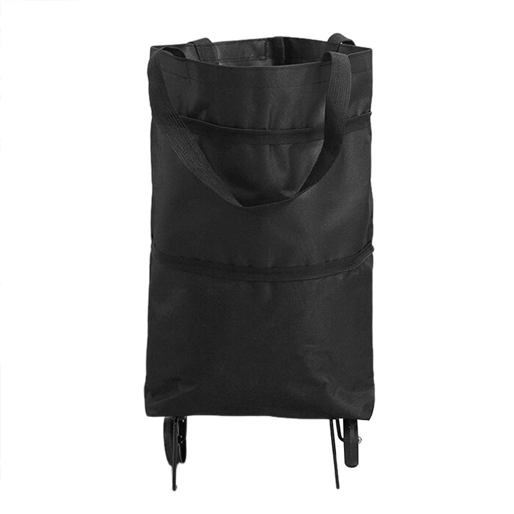 Foldable Shopping Cart With Wheels Portable Large-Capacity Storage Bag Waterproof Oxford Reusable For Armers Market & Picnics