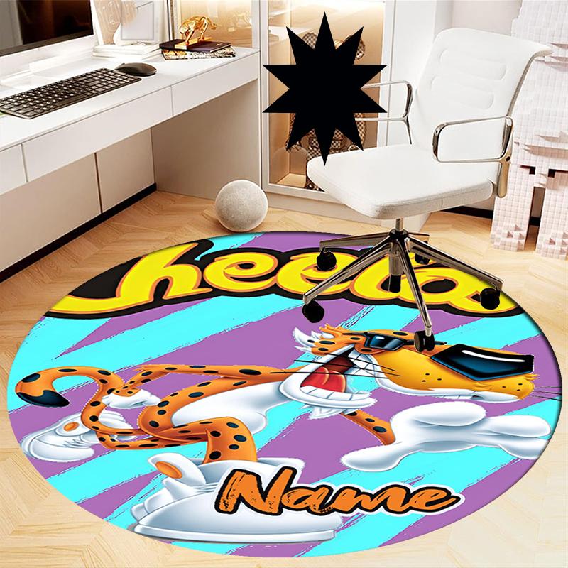 Custom Name Cheetos Printed Round Rug Carpet Chair Rug Area Rug Entryway Doormats,for Office Chair Living Room Bedroom Kitchen Room.