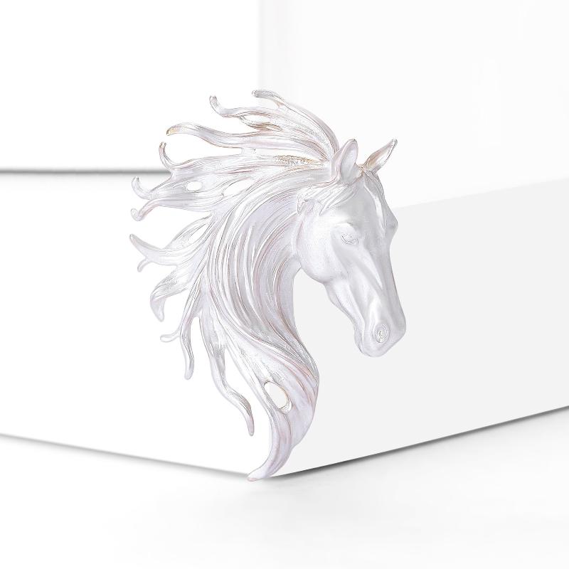 Broches Têtes de Cheval Émaillées Tendance Pour Femmes Animal du Zodiaque Épingles Poney Accessoires de Décoration de Vêtements Cadeaux de Nouvel An