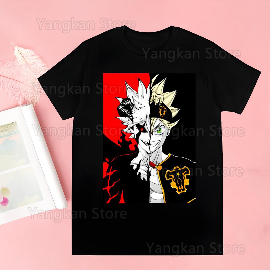 Black Clover Anime Manga Asta Yuno Trička Letní Ležérní Vintage O-výstřih Nadměrná Velikost Oblečení pro Pár Streetwear Y2k Topy