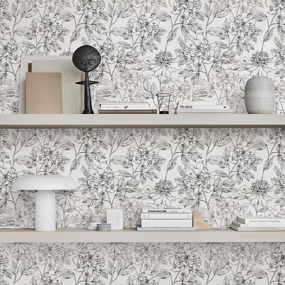 

Современные простые цветочные обои Водонепроницаемая износостойкая наклейка на стену Самоклеящаяся съемная Домашнее украшение Наклейка для обоев 44x100CM белый