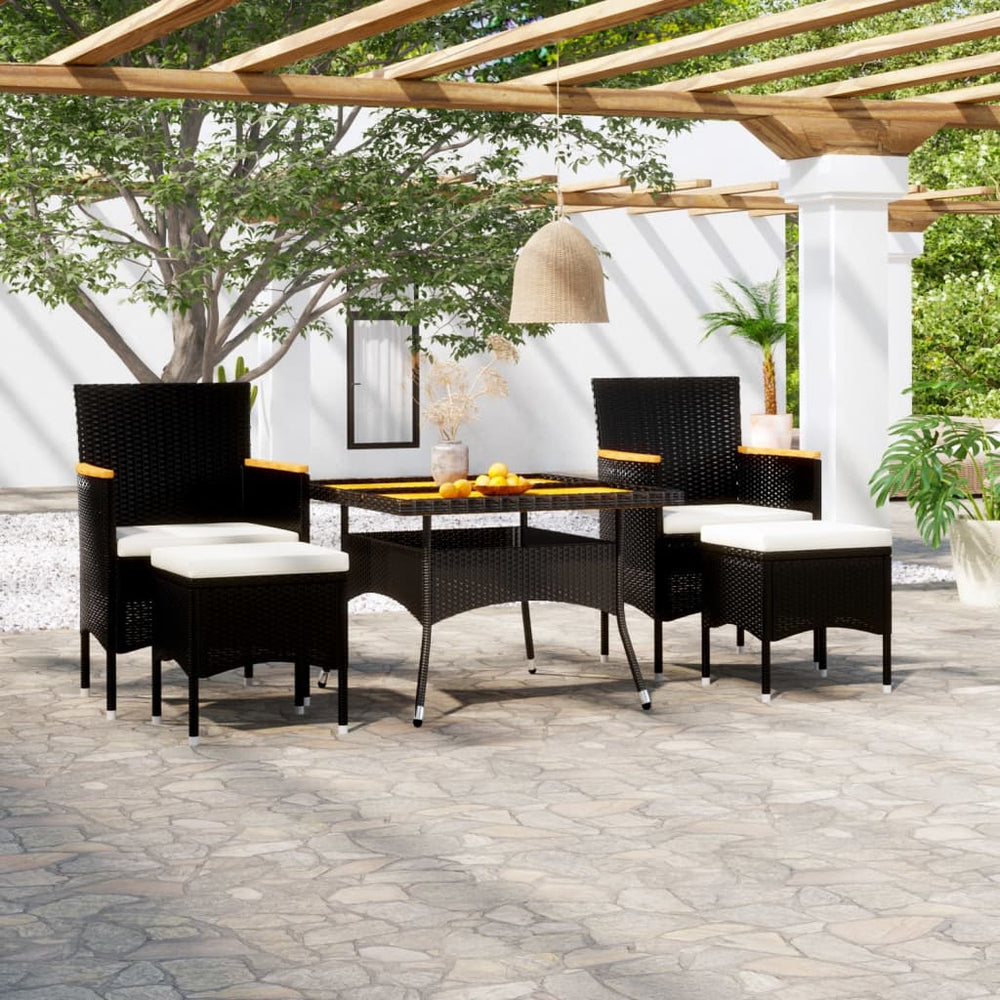 Ensemble à manger de jardin 5 pcs Résine tressée et acacia