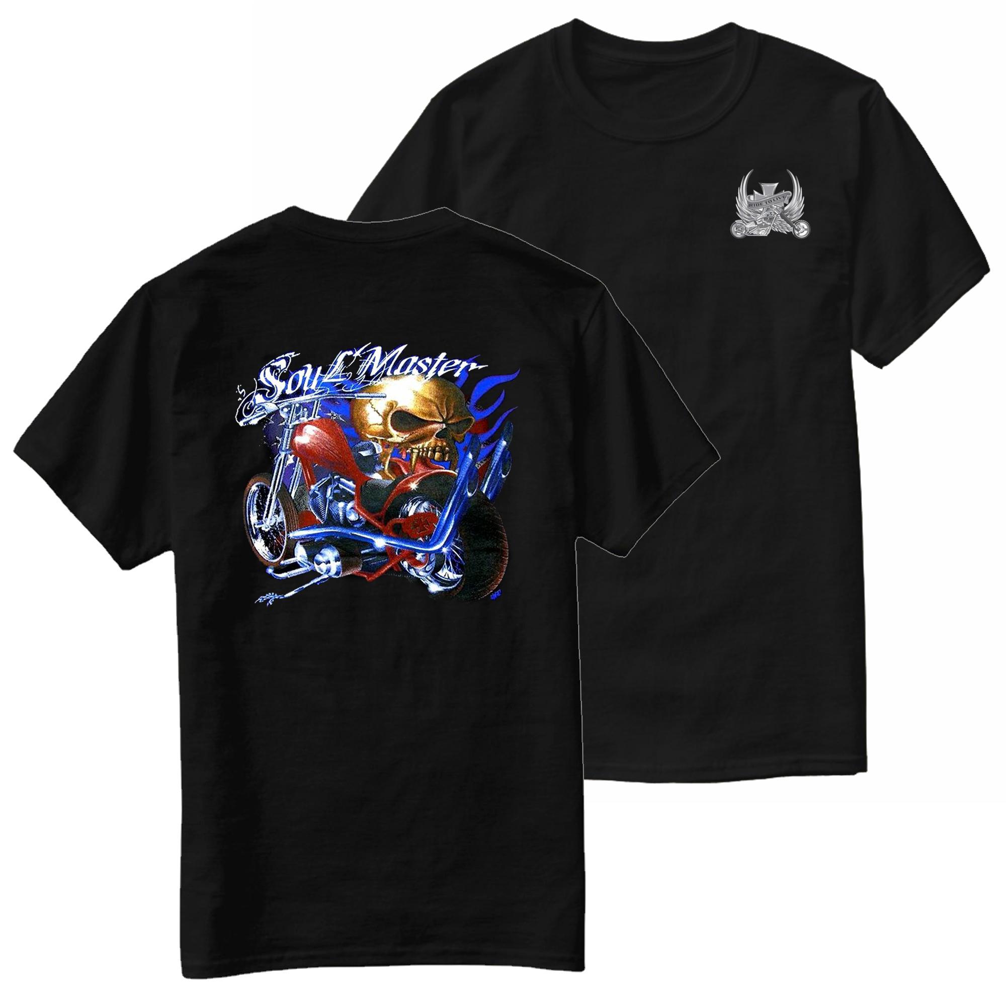 Soul Master Vtwin Custom Chopper Motorcycle Rider Skull Biker TShirt 100 Cotton ONeck Short Sleeve Casual Mens Tshirt S