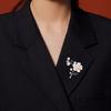 Mother Day Brooch with Strong Pin Design Imitation Pearl Cubic Zirconia Inlay Flower Shape Sweater Badge