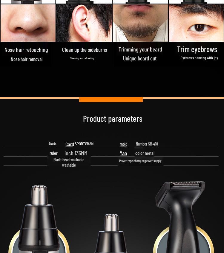 SPORTSMAN SM-418 Men's Electric Nose, Eyebrow, and Sideburn Trimmer