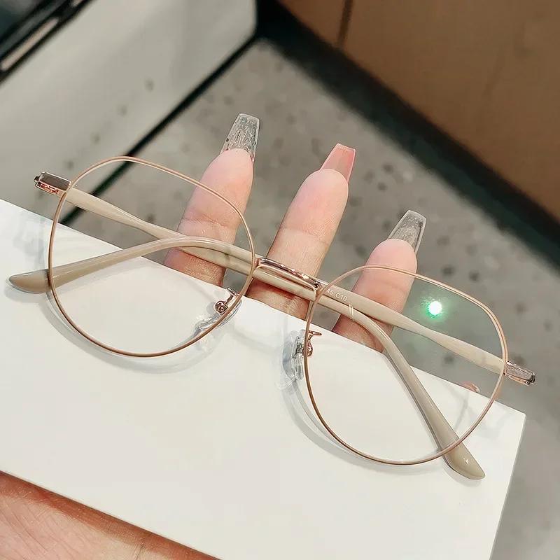Oversized Round Frame Myopia Eyeglasses Fashion High Definition Near Sight Goggle Blue Light Blocking Eyewear 0-1.0-1.5-2.0-4.0