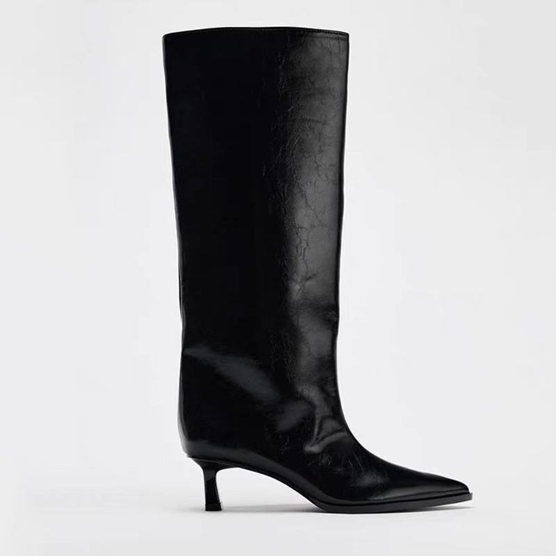 2026 Tacchi Alti Stivali Lunghi da Donna Punta Acuta Scarpe alla Moda Designer Al Ginocchio Stivali Invernali Vestito Sexy Chelsea Stivali per Donna