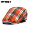 Lekkie Oddychające Kontrastowe Kolorowe Kraciaste Berety, Retro Vintage Unisex Płaskie Kapelusze, Brytyjskie Codzienne Nakrycia Głowy
