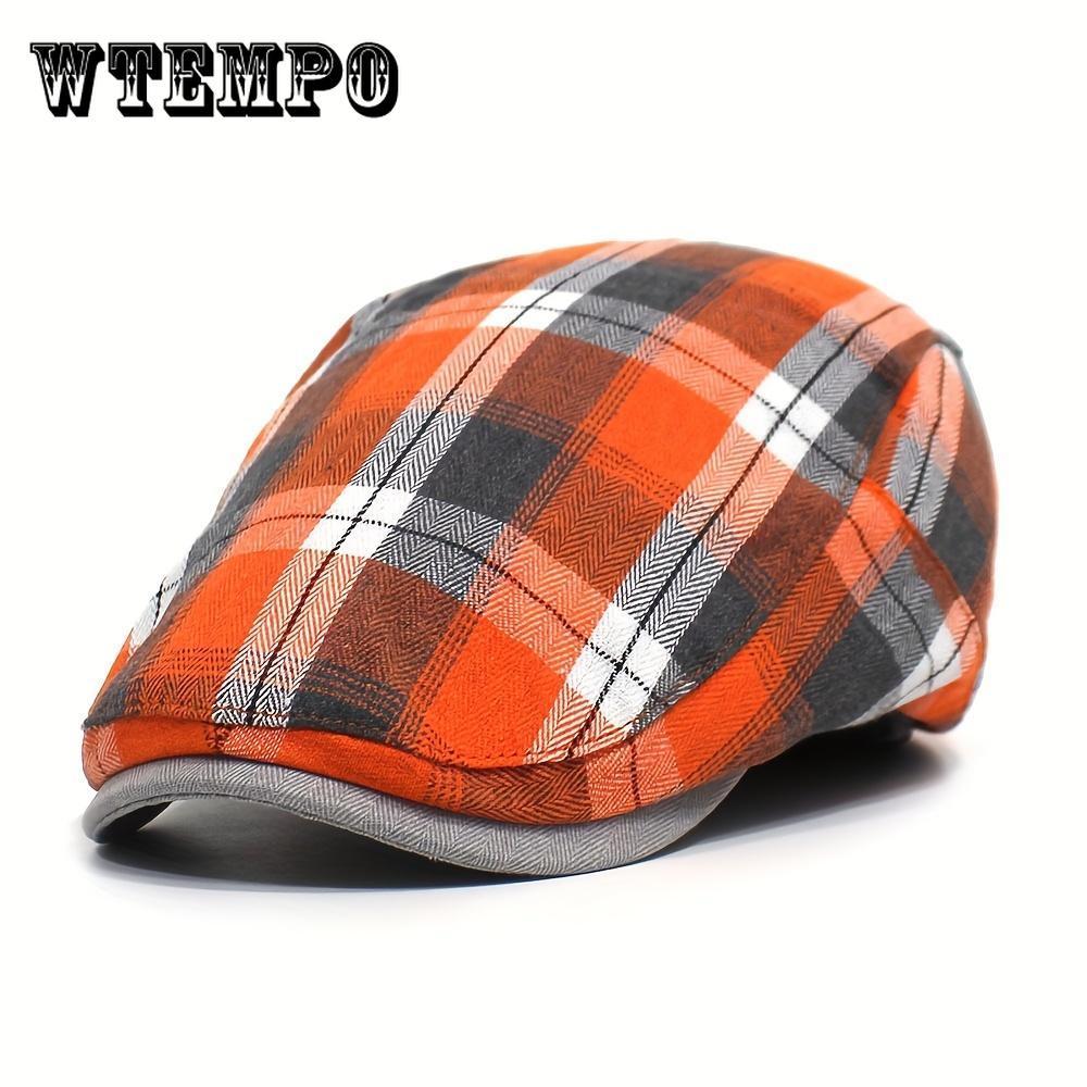 Berretti a quadretti traspiranti leggeri a contrasto, Cappelli piatti unisex retrò vintage, Copricapi casual britannici