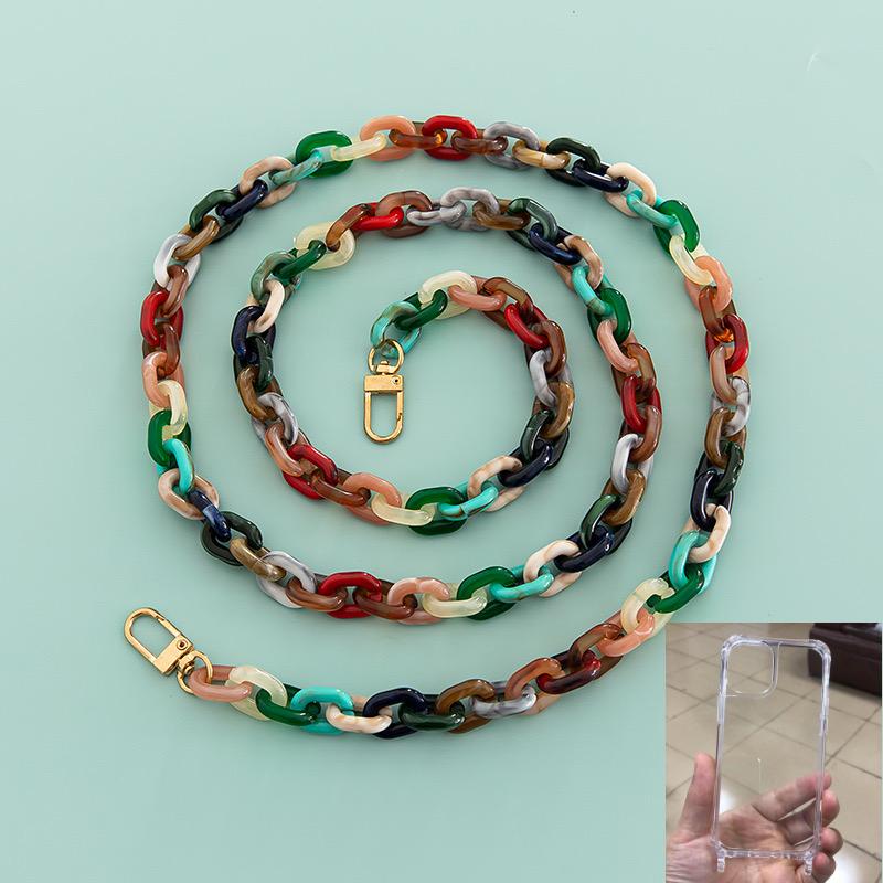 

New Neutral Mobile Phone Lanyards, Colorful Acrylic Plastic Crossbody Mobile Phone Chains For 16 Pro Max 14 13 15 Pro 7 8 plus For iPhone 16 Pro&Case & Strap