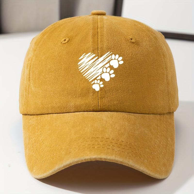 

Heart shaped and paw print design baseball caps for men and women are lightweight and durable, suitable for casual outings жёлтый