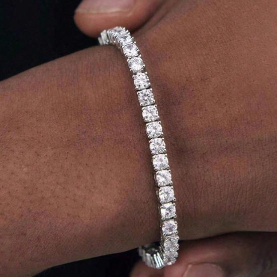 1/2Pcs Women Bracelet, Cubic Zirconia Inlaid Bracelet with Claw-Setting Technology, Adjustable Chain Wristband for Jewelry Gift