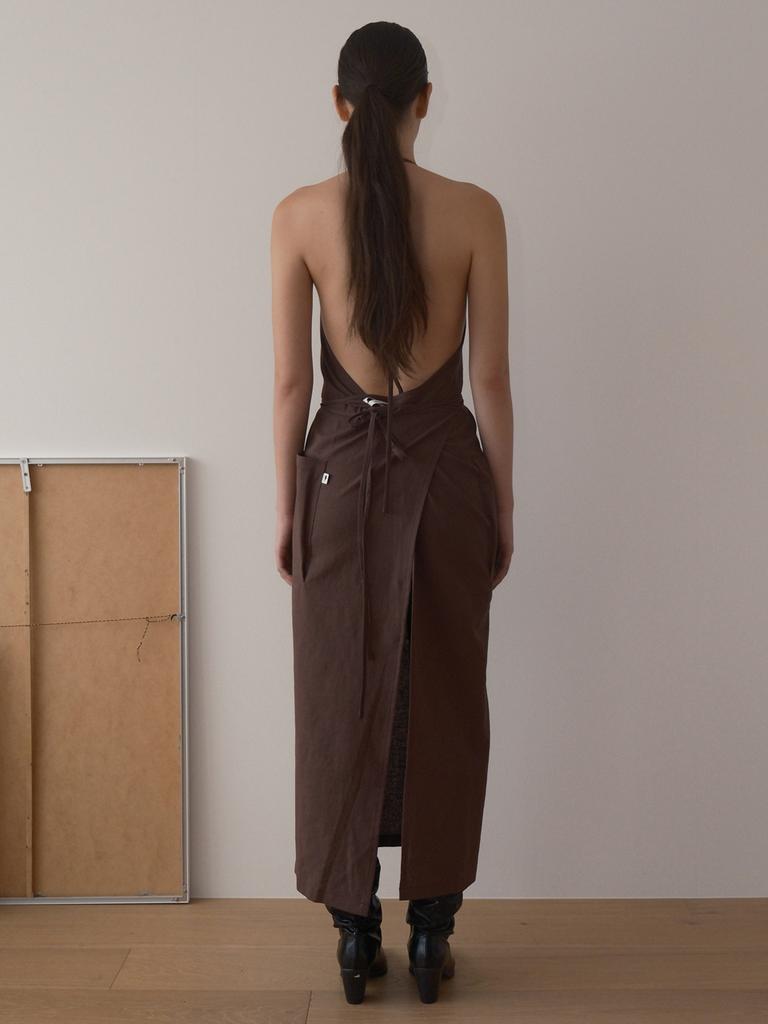 ECOMMAE Unbalanced Maxi Apron (Brown)